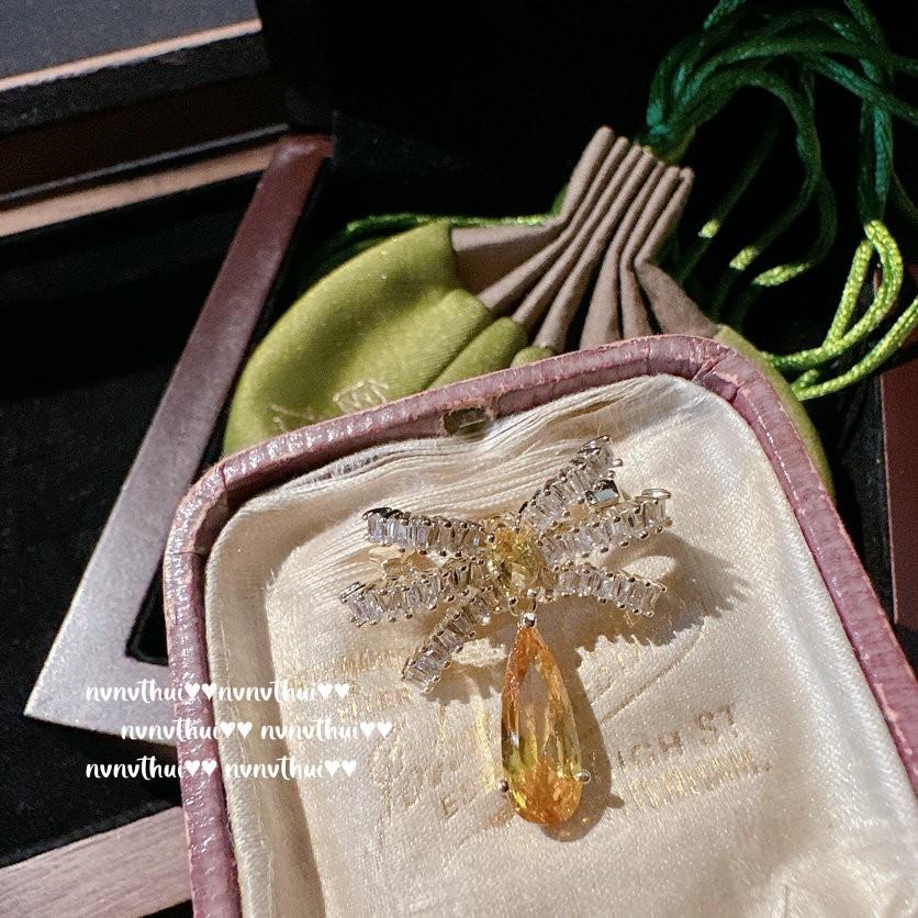 Cinderella Twilight Yellow Pea Gem Brooch, Beautiful, 18K Gold Plated, Sunset Yellow Butterfly Zircon Brooch