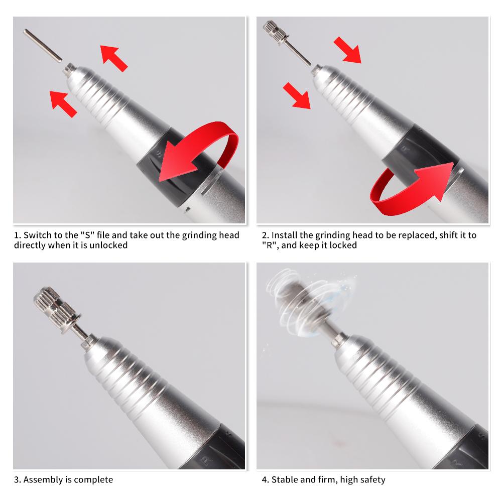 50W Electric Nail Drill Machine with Foot Pedal 35000RPM Nail Pedicure File for Manicure Salon Polishing Milling Low Noise Tools