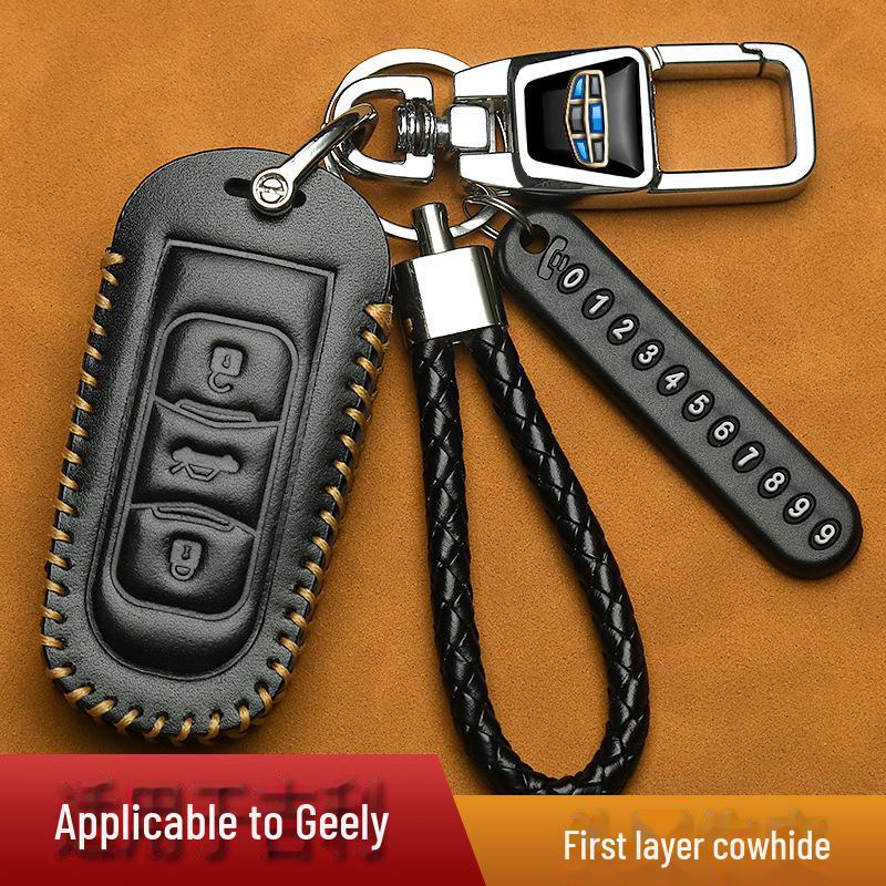 Geely 4th Gen Emgrand Key Cover: Leather Key Bag for Binyue, Xingrui, Panda, Boyue, Xingyue L (24 Models)