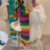 Adult Women Warm Scarf Thicken Rainbow Long Scarf Soft CashmereFeel Shawl Scarf