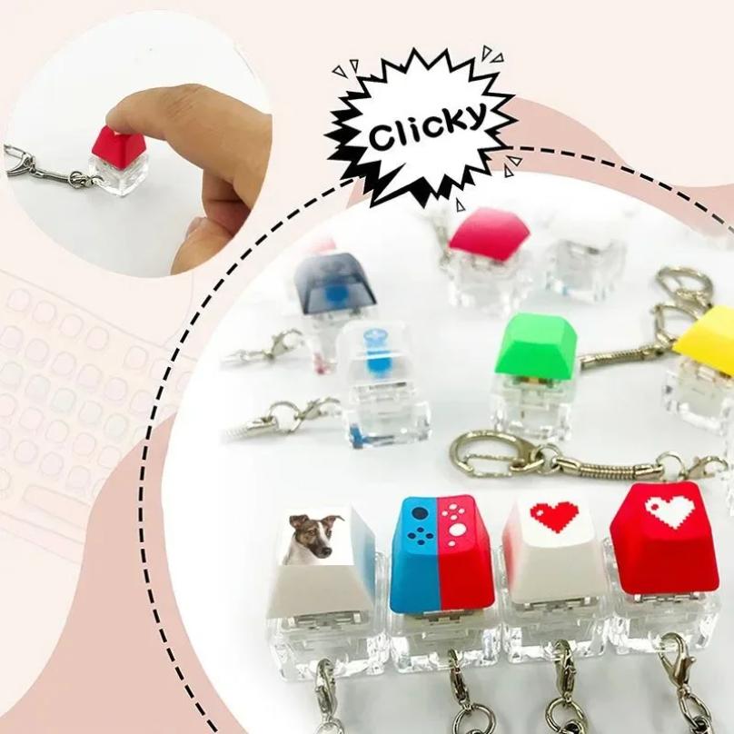 Tastaturtaste Spielzeug Party Stressabbau DIY Fidget Knopf Tastenkappe Fidget Schlüsselanhänger Tastatur Schlüsselanhänger Spielzeug Finger Tastatur