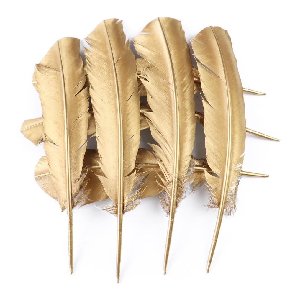 10-500 Gold Goose Rooster Feathers For Crafts Wedding Party Home Decoration Jewelry Making Plumes Diy Supplies