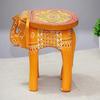 Handcrafted And Emboss Painted Wooden Elephant Stool, Cum Side Table, For Home Office Living Or Bedroom Decor