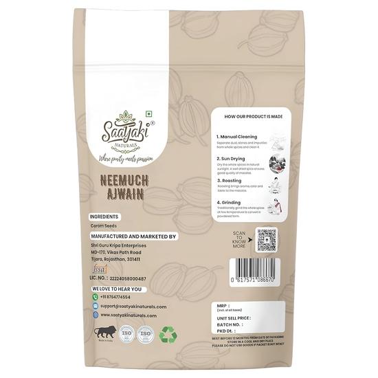 Saatyaki Naturals Organic Ajwain Seeds -800gm | Carom Seeds, Vaamu, Omam, Ajowan, Ayamodakam Seeds| Hygenically Packed for Daily Cooking