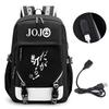 Anime JOJO Jonathan Joestar Golden Experience Backpack School Bookbag with USB Port Laptop Compartment for Boys Girls Travel Bag