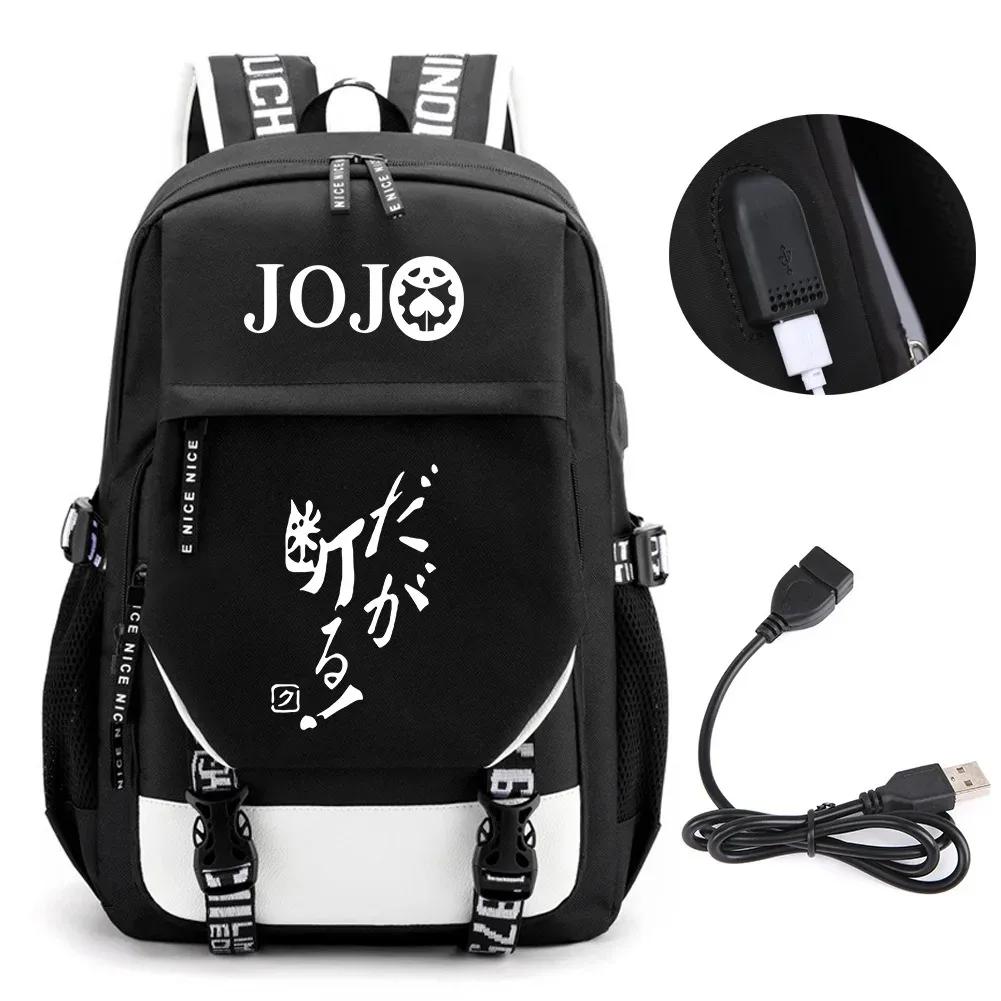 Anime JOJO Jonathan Joestar Golden Experience Backpack School Bookbag with USB Port Laptop Compartment for Boys Girls Travel Bag