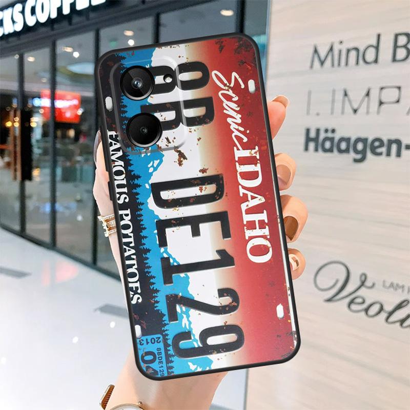 Retro Funny License Plate Case For Realme 15 Pro 12 11 13 14 Pro Plus GT6 GT7 C55 C51 C53 C25 C63 C61 C65 C67 C71 C75