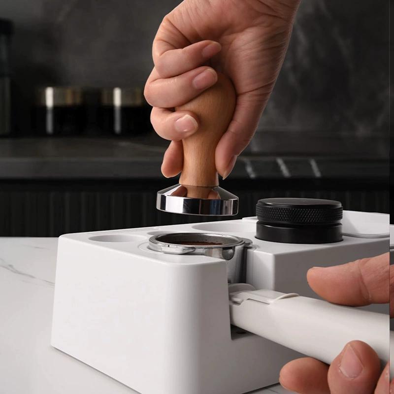 

circle joy metal coffee tamper threaded wooden handle tamper coffee machine handle powder distributor coffee machine tamper серебряный