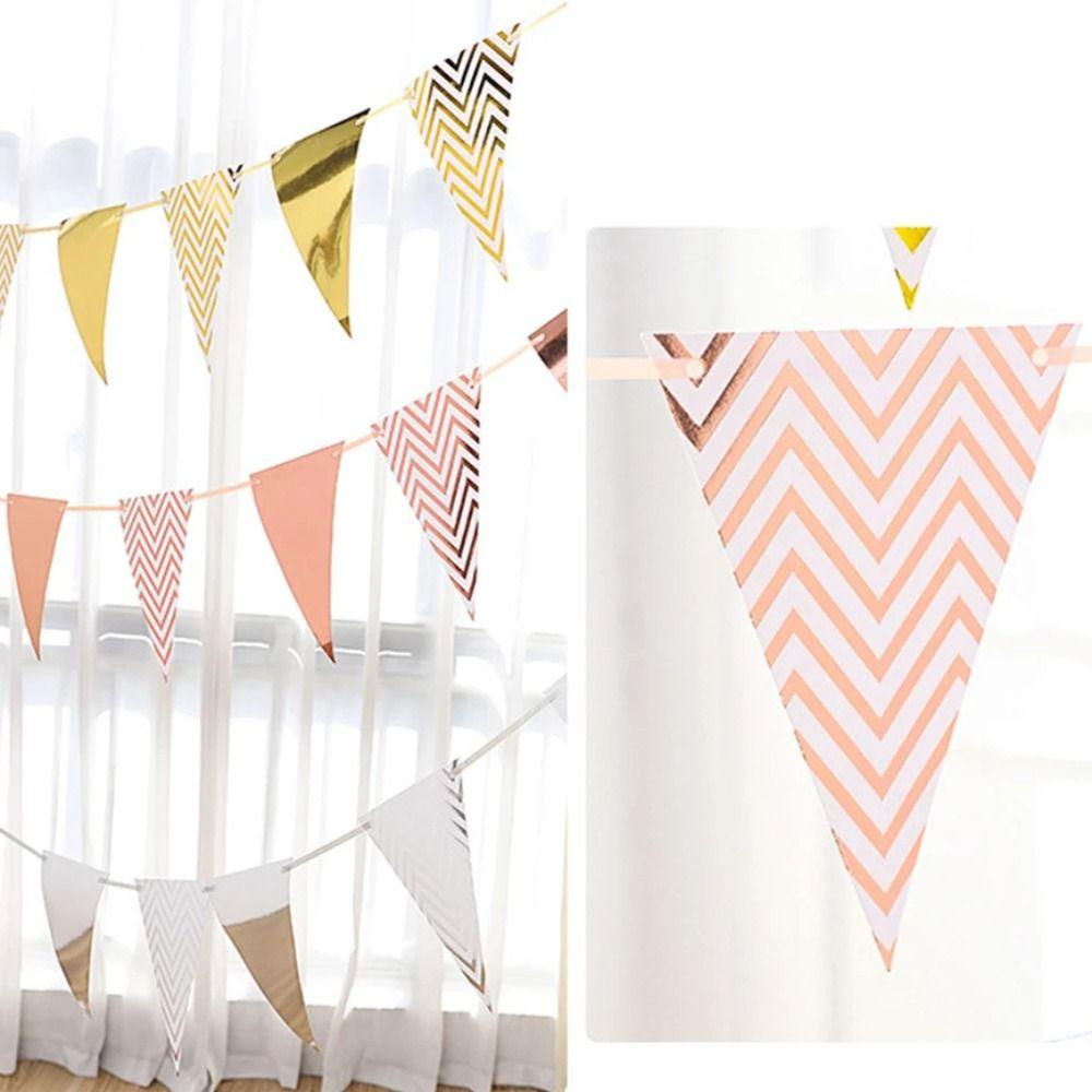 With Rope Triangular Flag Gold Color Party Decoration Flags Birthday Party Banner Birthday Party