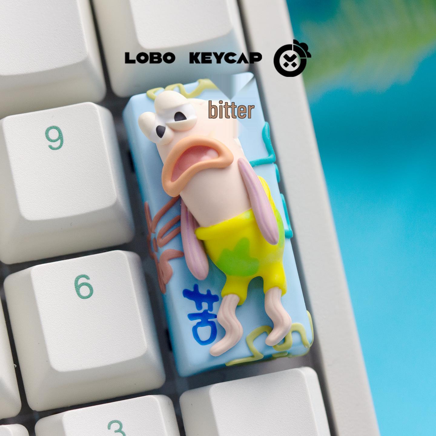 SpongeBob Hard Life Fish Resin Keycap - Custom, Replaceable 2U Keycap for Mechanical Keyboards