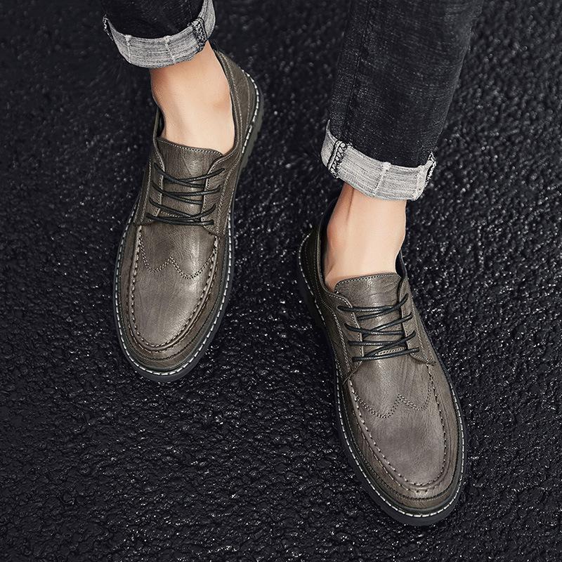 [Hot-selling Trendy Models] 2024 Summer Youth Retro Casual Leather Shoes British Brock Men's Leather Shoes