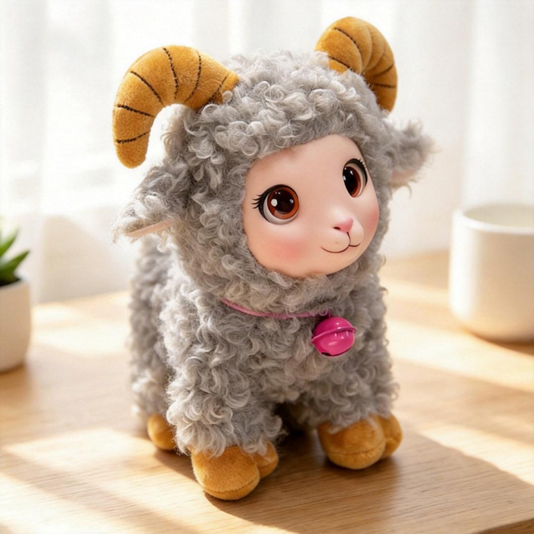 Schattig Lam Knuffeldier Met Bel Zacht Vinyl Pluche Knuffeldier Knuffel Schaap Verjaardagscadeau Kamer Accent Willekeurige Kleur Accessoire 15cm