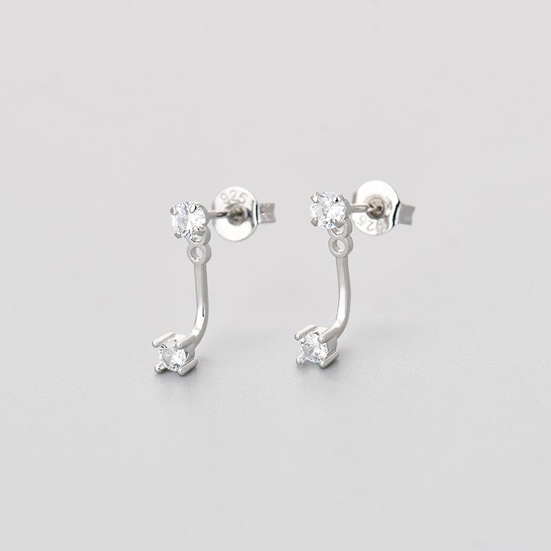 Elegant Back Hanging Small Diamond Stud Earrings For Women Exquisite Niche Temperament Jewelry