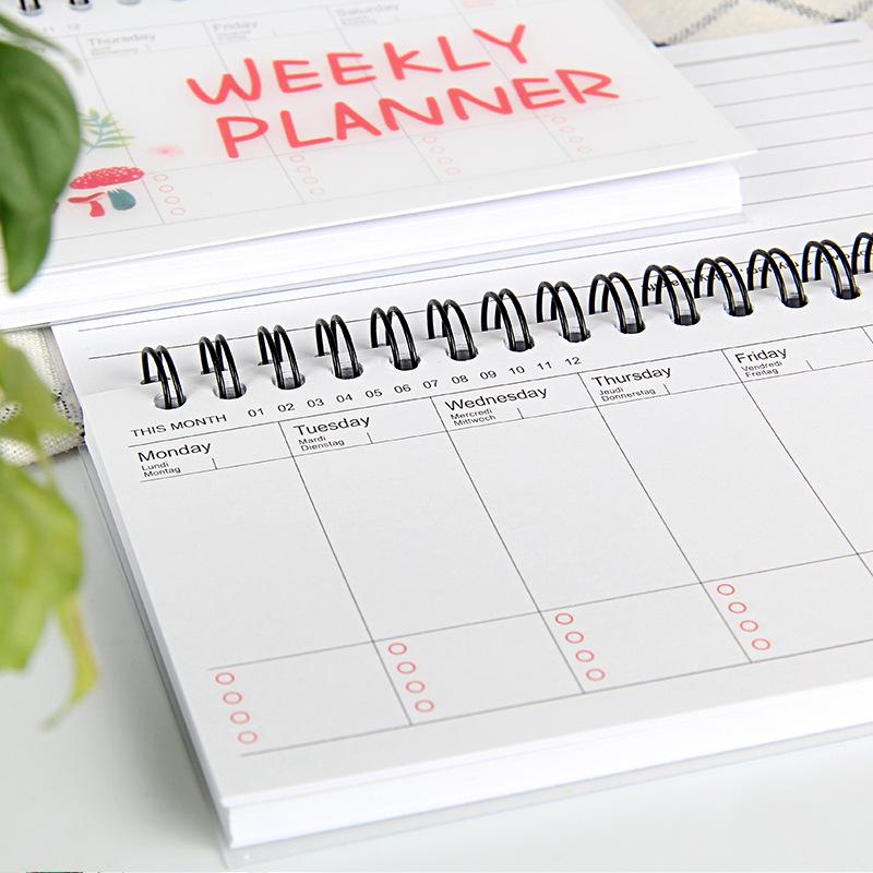 Korean Cartoon Spiral Weekly Planner Notepad - Portable Student Notebook with 4 Designs