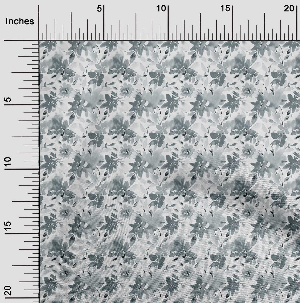 oneOone Cotton Flex Gray Fabric Abstract Watercolor Floral Fabric For Sewing Printed Craft Fabric By The Yard 40 Inch