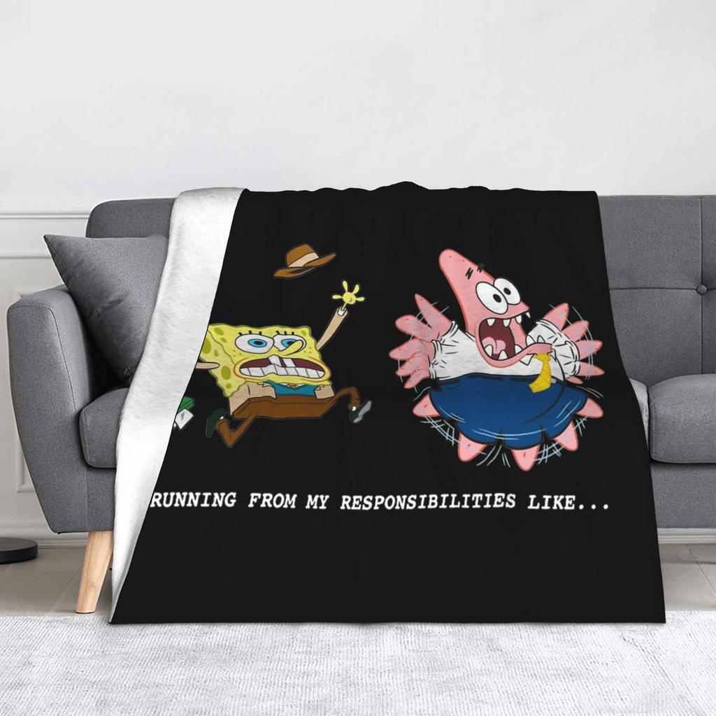 Funny Smile Face SpongeBobing Cartoon Blankets  Fleece Funny Soft Throw Blanket for Home Restaurant Autumn/Winter