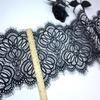 1.5m x 21cm Black Chantilly Lace, Non-stretch Vintage French Eyelash Lace Trim for Sewing, Lingerie, Dress, Garment, Crafting