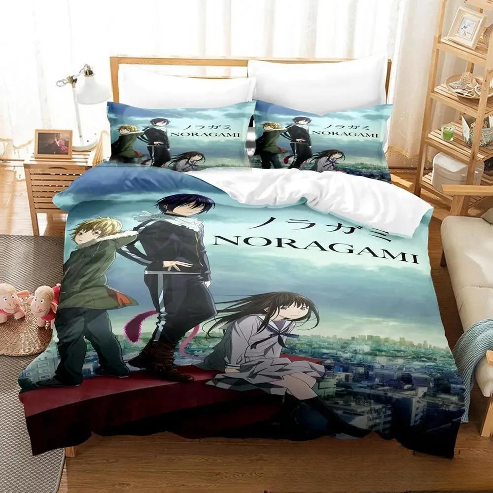 3D Print Anime Noragami Bedding Set Duvet Cover Bed Set Quilt Cover Pillowcase Comforter King Queen Size Boys Adult Home Textile