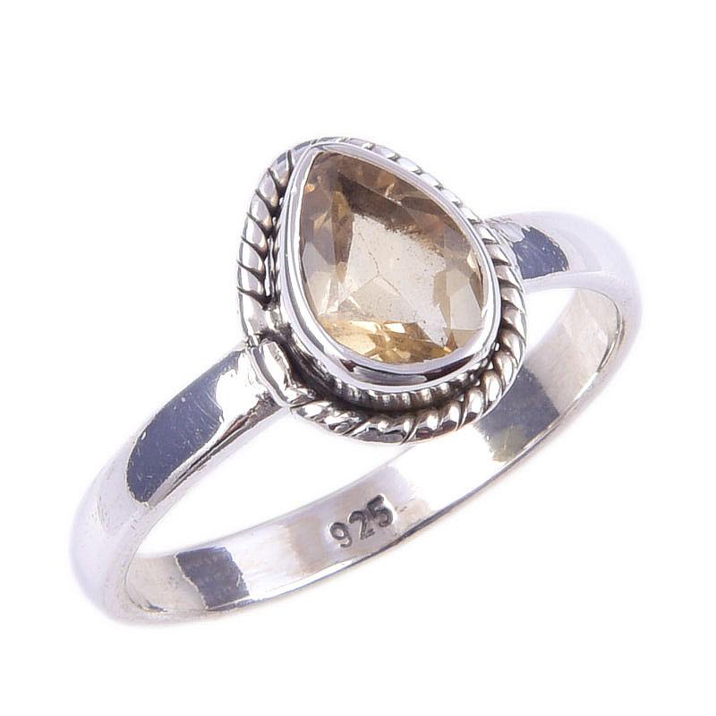 Natural Citrine Gemstone Handmade 925 Solid Sterling Silver Ring Size 6 C7S04