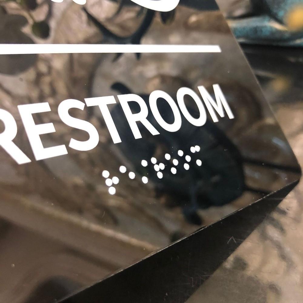 Acrylic Restroom Guide Self Adhesive Washroom Door Sign Creative Braille Restroom Sign  School