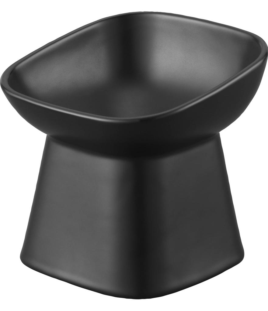 Yamazaki Jitsugyo (Yamazaki) Easy-to-Eat Height Ceramic Pet Food Bowl Diagonal Tall Black Approx. W12 X D12 X H11.5cm Tower Feed Container Water
