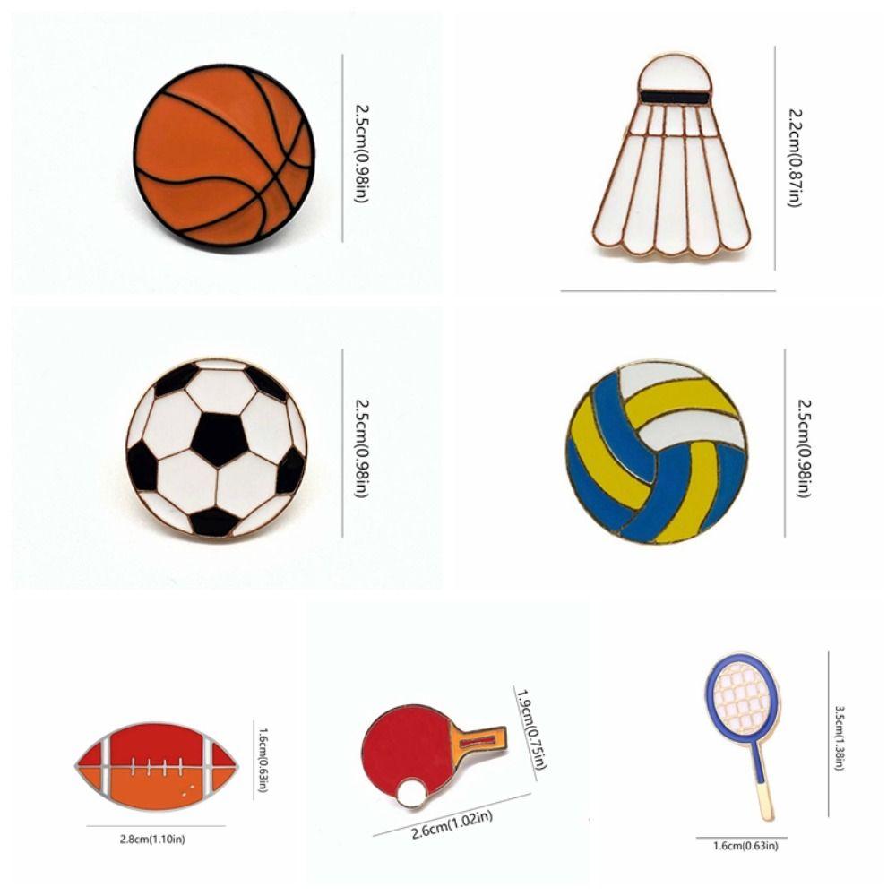 Basketball Sports Ball Enamel Pin Volleyball Metal Badge Fashion Dripping Oil Brooch  Decoration