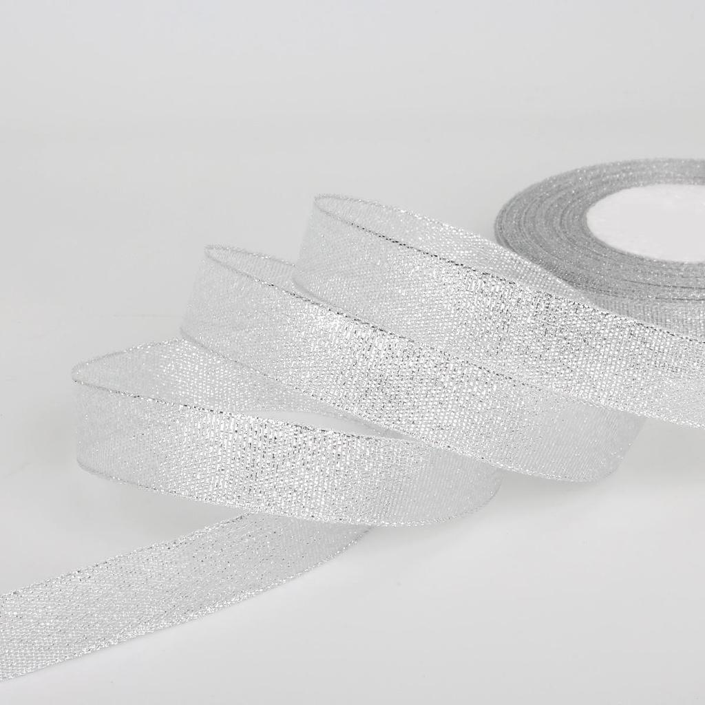 22m Gold Silver Silk Ribbon for DIY Cake, Birthday Decoration, and Gift Wrapping