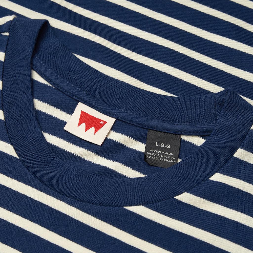 Коллекция Levis Skateboarding FW24 Полосатая Удобная Футболка с Коротким Рукавом Мужские Топы Синий Белый A1005-0027