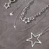 Trendy Y2K Star Pendant Necklace Vintage Goth Simple Multi Layered Metal Chain Necklace Women Charm Statement Jewelry Gifts
