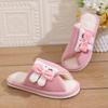 Slippers Cute Plush Rabbit Bow For Women Springautumn Indoor House Slippers With Thick Sole And Faux Fur Women Shoes