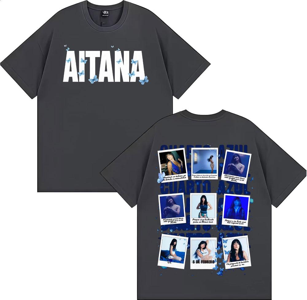 Sångerska Aitana Blått Rum Albumomslag Grafiska T-shirts Herr Dam Harajuku Estetik Kortärmade Bomulls-T-shirts Streetwear