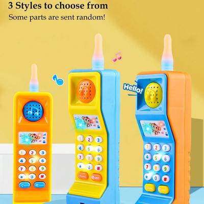 Wielofunkcyjna Zabawka Telefon Komórkowy dla Dzieci, Symulacja, Muzyka, Podświetlenie, Wybieranie Numeru, Efekty Dźwiękowe, Interaktywny Zestaw do Zabawy dla Chłopców i Dziewczynek, Bez Baterii Zwykłych,