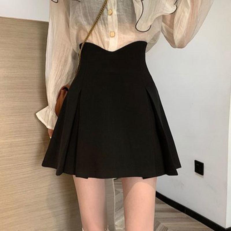 

2024 Стройнящая Плюс Сайз Черная А-силуэта Миди Юбка на Косточках для Женщин M with Lining чёрный