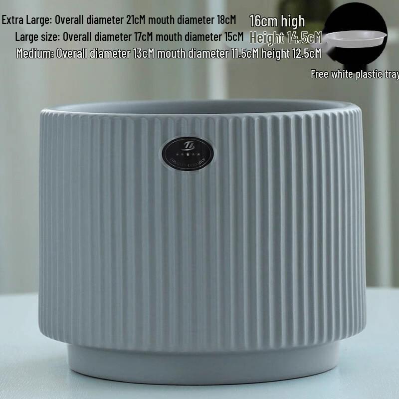 Nordic White Ceramic Flower Pot with Tray - Large & Extra Large for Pothos & Succulents