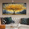 Abstract Tree of Life Print On Canvas, Golden Rich Tree Wall Art, Boho Wall Deco, Living Room Wall Decor, No Frame