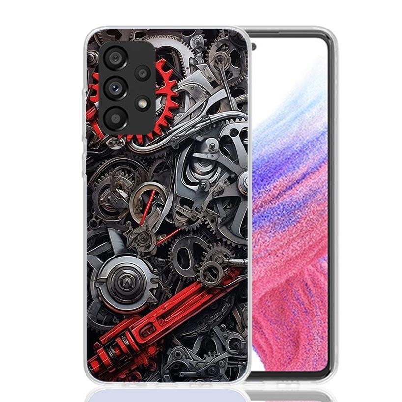 Steampunk Gear Mechanical Phone Case For Samsung Galaxy A13 A14 A15 A16 A17 A53 A54 A55 A56 A33 A34 A35 A36 A23 A24 A25 A26 A05S