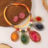Pu Rope Choker Costume Jewellery Hook Dangle Earrings Trendy Earrings Necklace Set  Prom Party