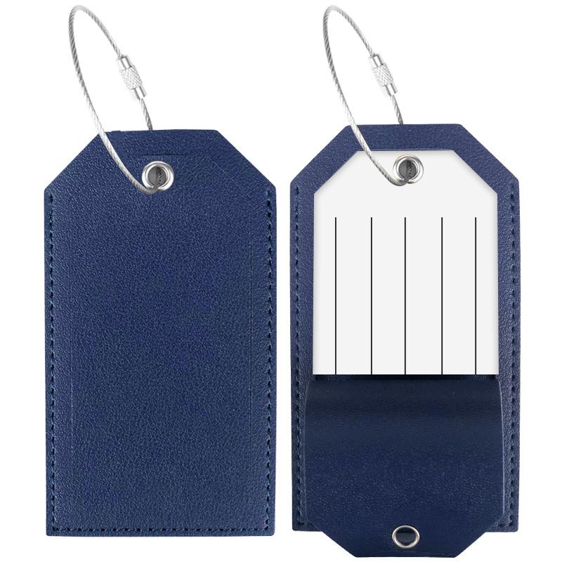 Leather Luggage Tag Custom Wire Lanyard Boarding Pass with Paper Card Leather Pu Luggage Tag Custom Oem