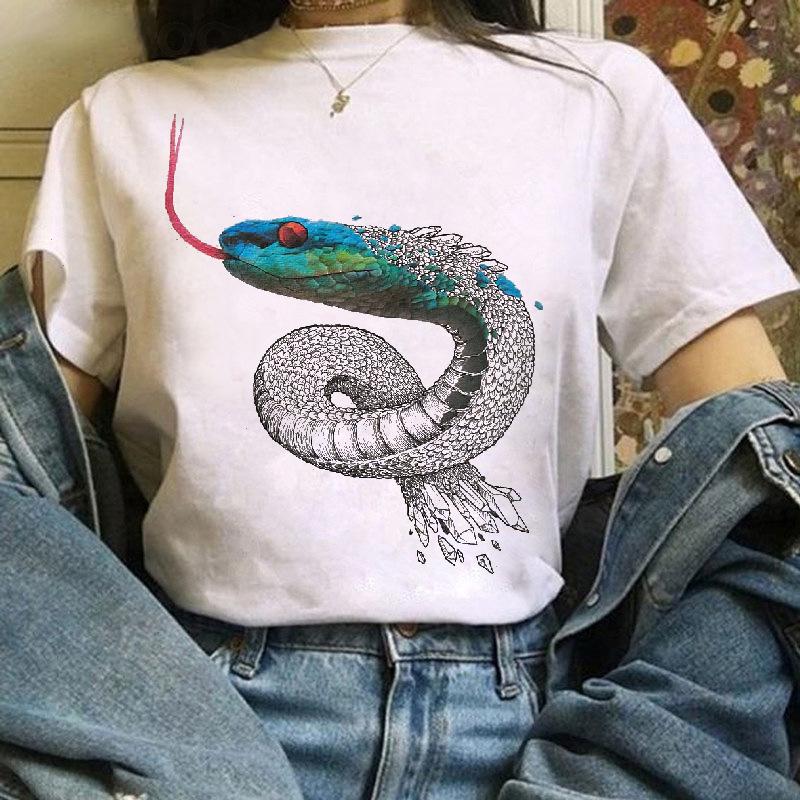 Fox Cartoon Print T Shirt Women Harajuku Casual Funny T Shir Women Clothing Tops Aesthetic Clothes Graphic T Shirts