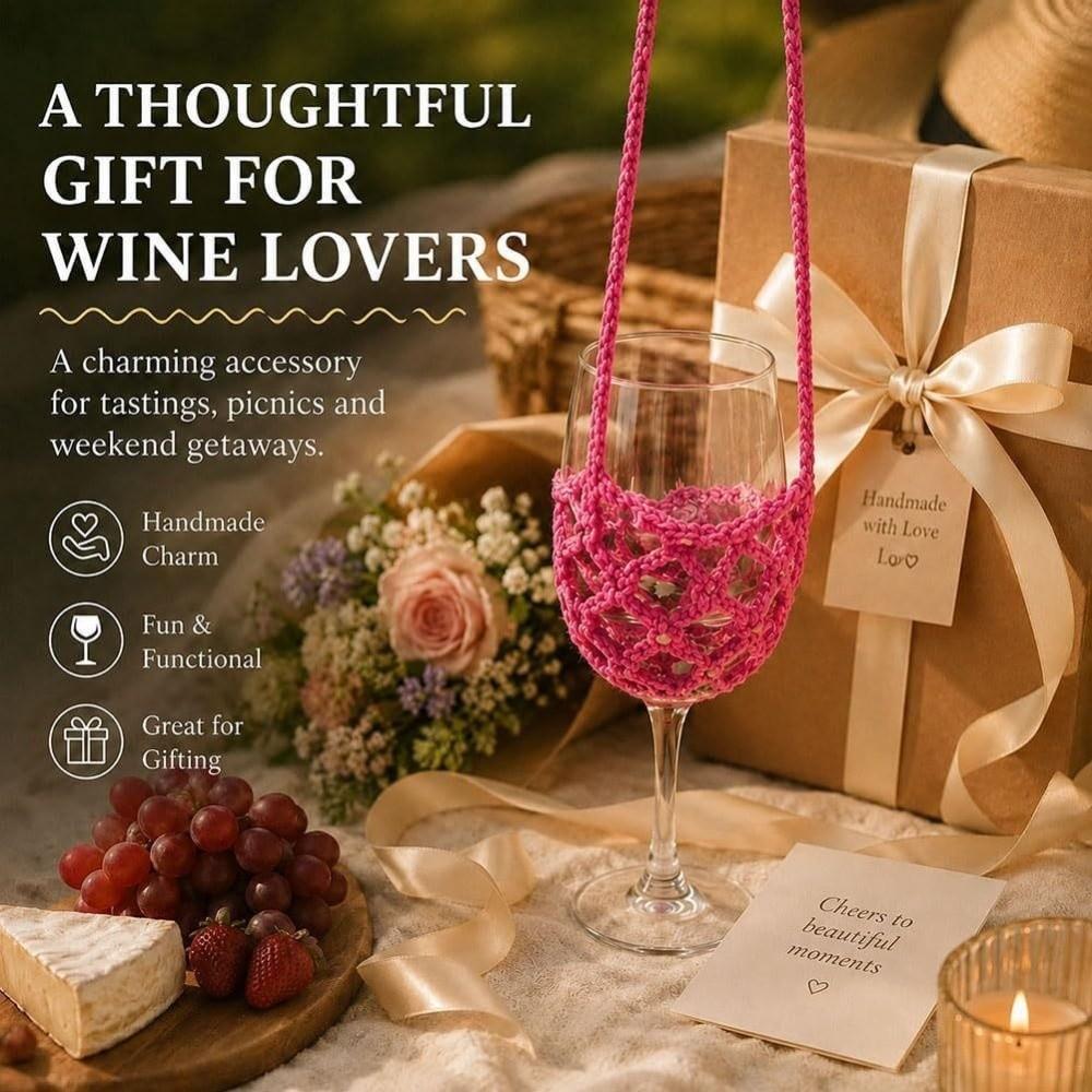 Knitted Wine Bottle Carrier Solid Color Mesh Tote Bag Portable Water Tote Bag Party Decor