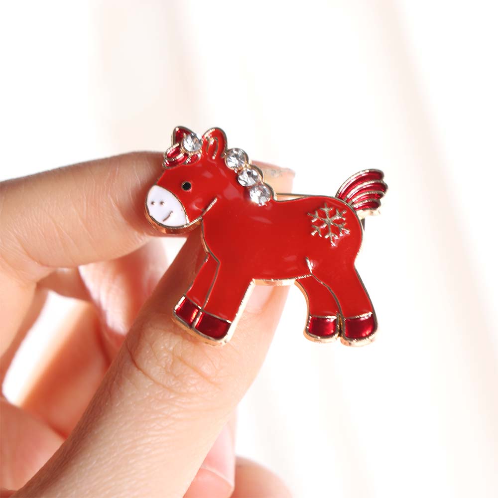 Snowflake Zodiac Horse Brooches Zinc Zinc Alloy Animal Lapel Pins Zinc Zinc Alloy Horse Brooch  Party Decoration