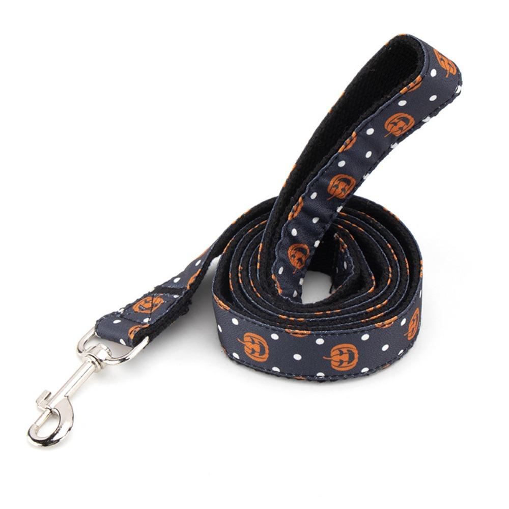 

Pet cat and dog accessories Halloween series collar, pumpkin pattern collar Dog Rope 1.5 meters