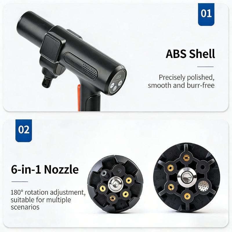 Battery Operated Brushless High Pressure Cleaner With Soap Dispenser And 180 Degree Rotating Nozzle For Car Home Garden Cleaning