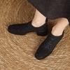 Fashion 2025 Spring New Genuine Leather Soft Work Shoes Women High Heel Stretch Square Toe Slip On Brown Black British Style Heels Women