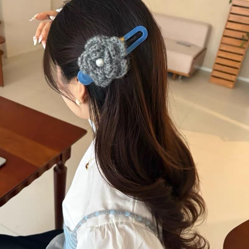 Statement Samt Blume Haarspange Haarnadeln Koreanisch Hinterkopf Haarspangen Haarklammer Haargriff für Frauen Haarschmuck Ornament
