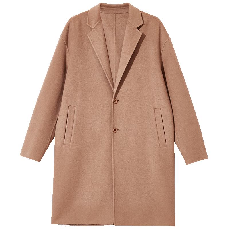Мужское длинное пальто из смесовой шерсти JACK&JONES M кофейный