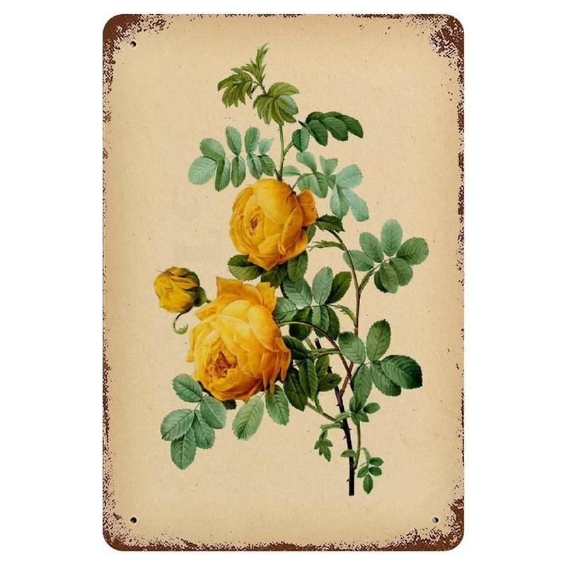 Metal Tin Sign Garden Beautiful Flowers Vintage Tin Sign Flower Lavender Metal Wall Panel Retro Art Decoration for Home Cafe Bar