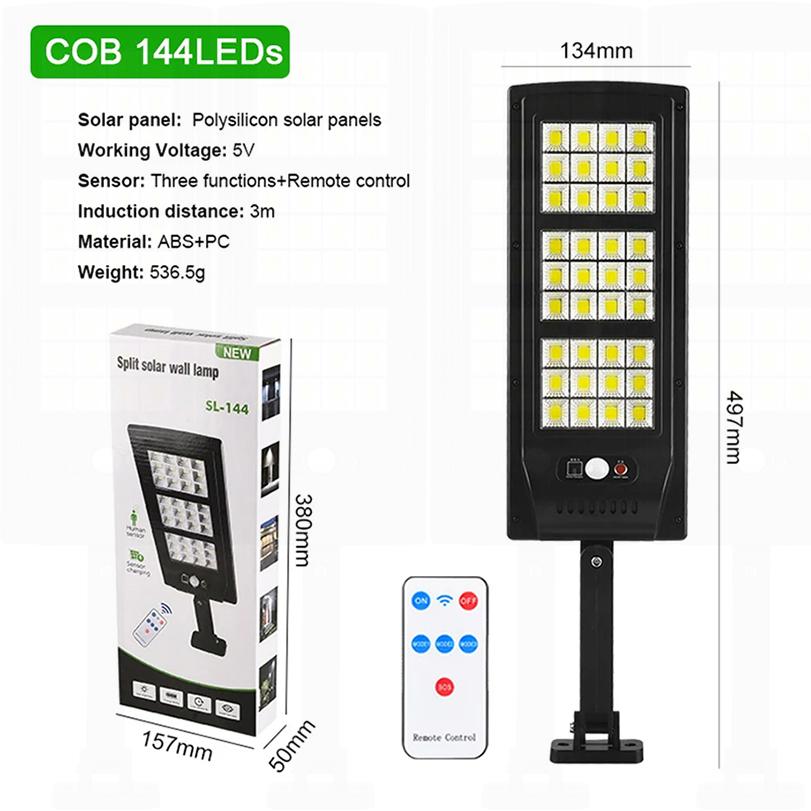 10000LM Solar Led Light Outdoor Most Powerful Outdor Solar Lamp 144 LED 3Mode Remote Control Waterproof Light Garden Street Lamp