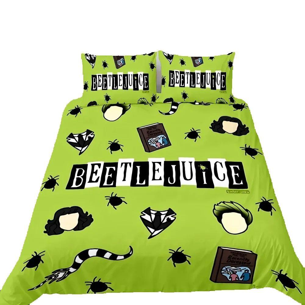 3D Ghost Character B-Beetlejuices Duvet Cover Pillowcase, Soft Bedding Set Queen King, Spooky Style Bedroom Decor Gift for Teens