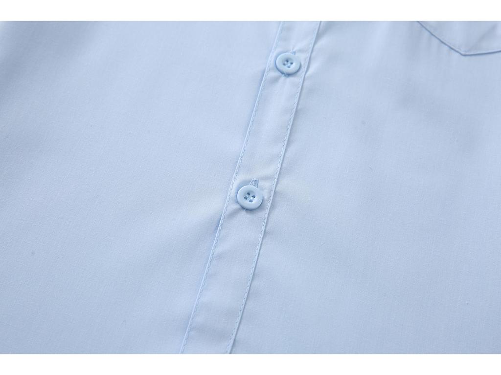 Boys' Blue Short-Sleeve Uniform Shirts - High Color Fastness, Shrink and Wrinkle Resistant